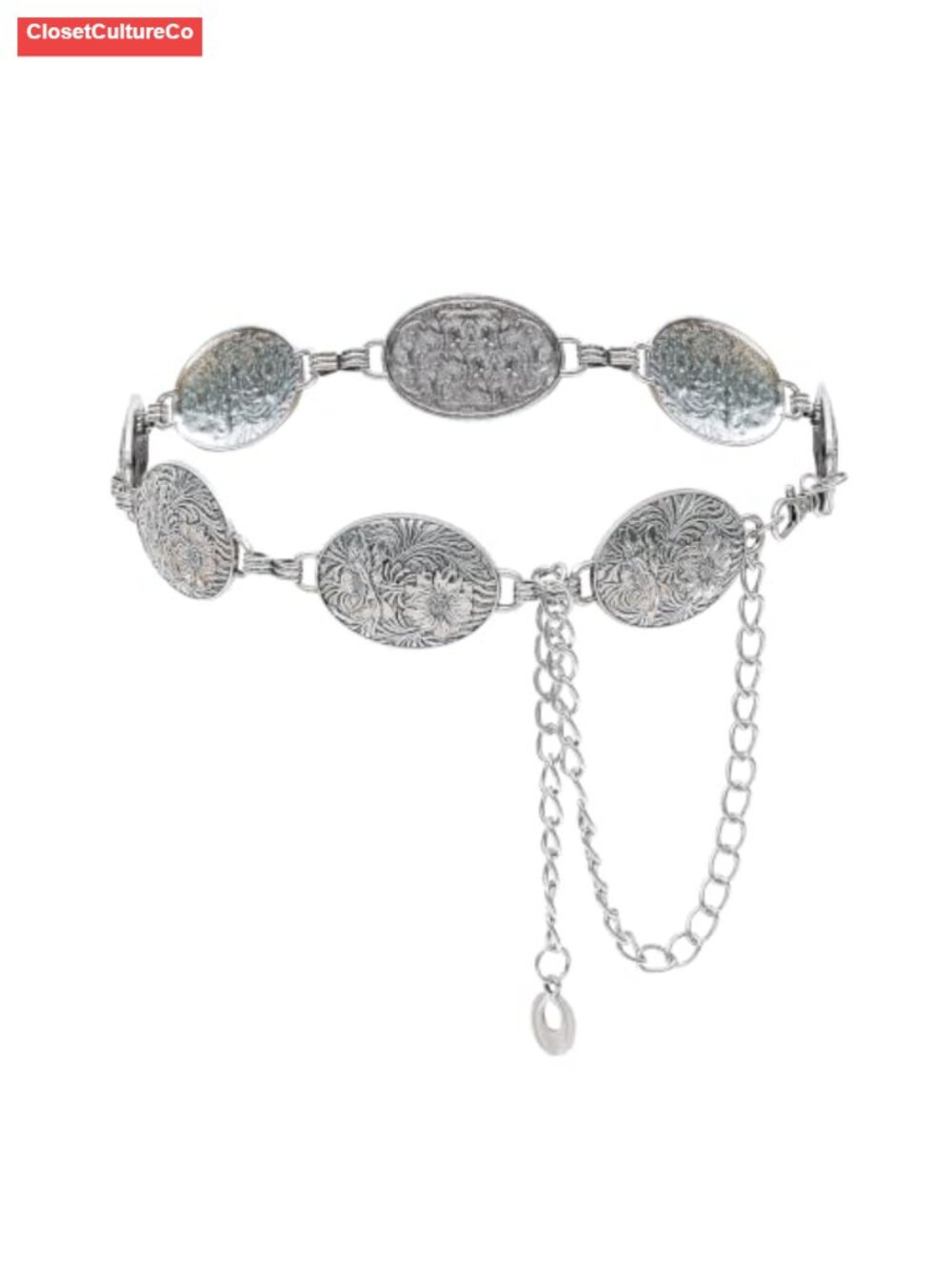 Adjustable Chain Belt Women Faux Leather Western Concho Waist Belt